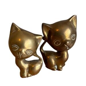 Vintage Pair of Brass Kitten Cats
